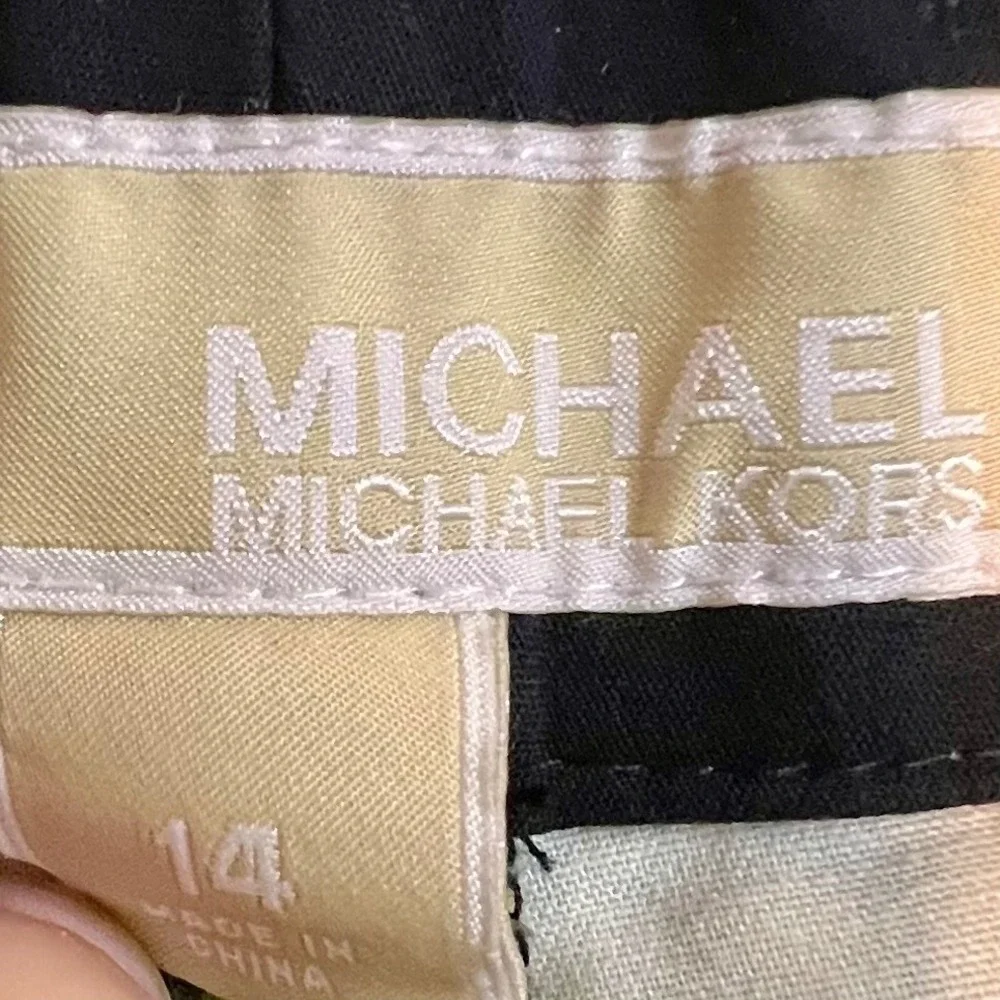 Michael Kors Pants 14 Black Floral Womens Black Yellow Green Print Tuxedo Stripe